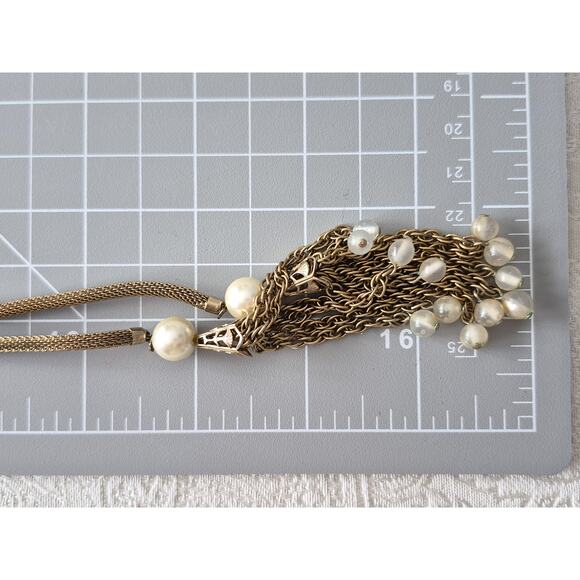 Vintage Hope Chest Faux Pearl Lariat Adjustable Slider Necklace - Picture 4 of 4